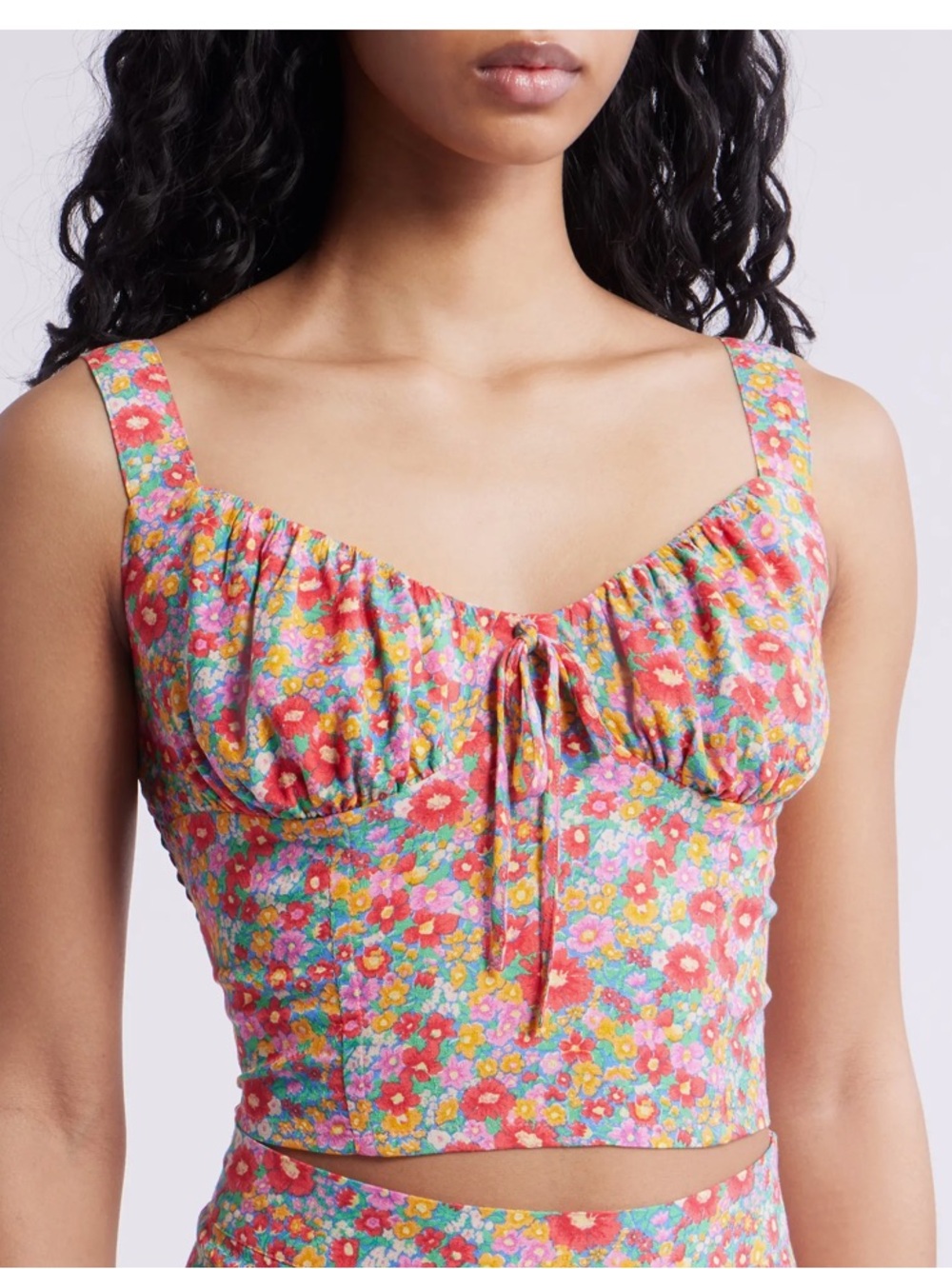 Rip Curl Floral Pink Orange Crop Top